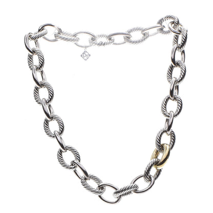 David Yurman Sterling Silver 18K Yellow Gold Large Oval Link Necklace 3 of 7
