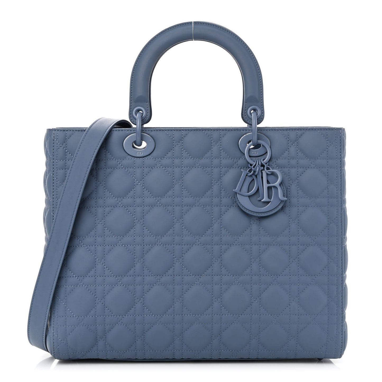 Ultra Matte Calfskin Cannage Large Lady Dior Blue