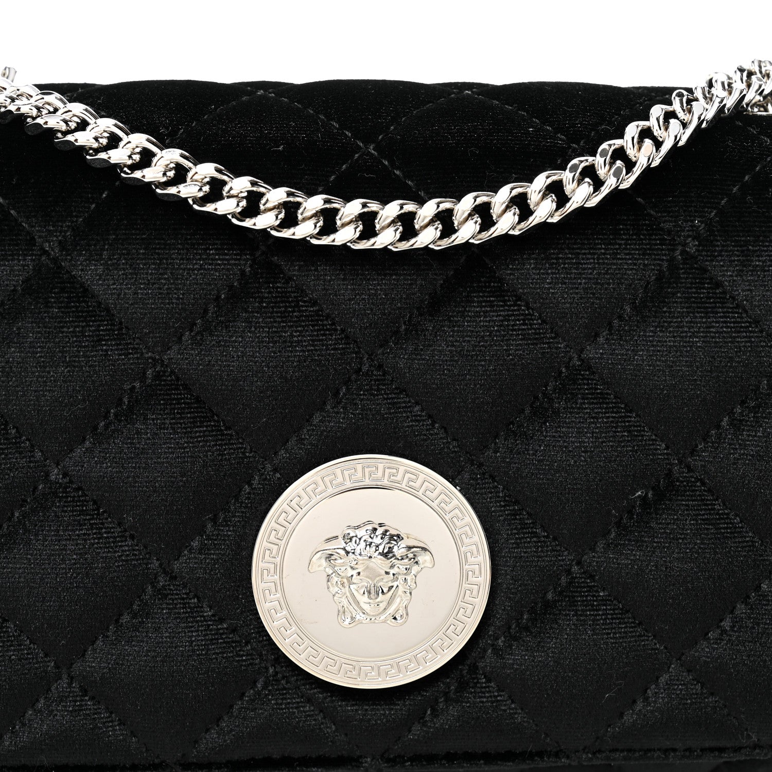Versace Velvet Quilted Medusa Chain Crossbody Black 7 of 10