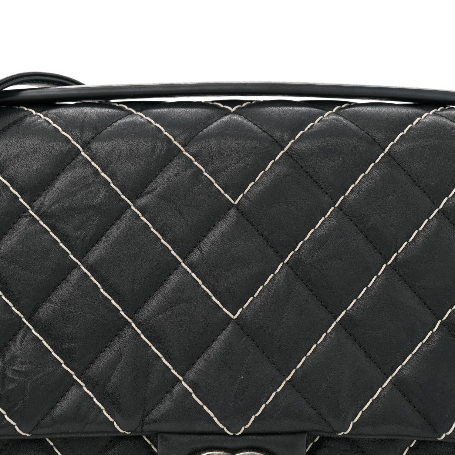 Chanel Aged Calfskin Chevron Stitched Quilted Flap Black 8 of 11