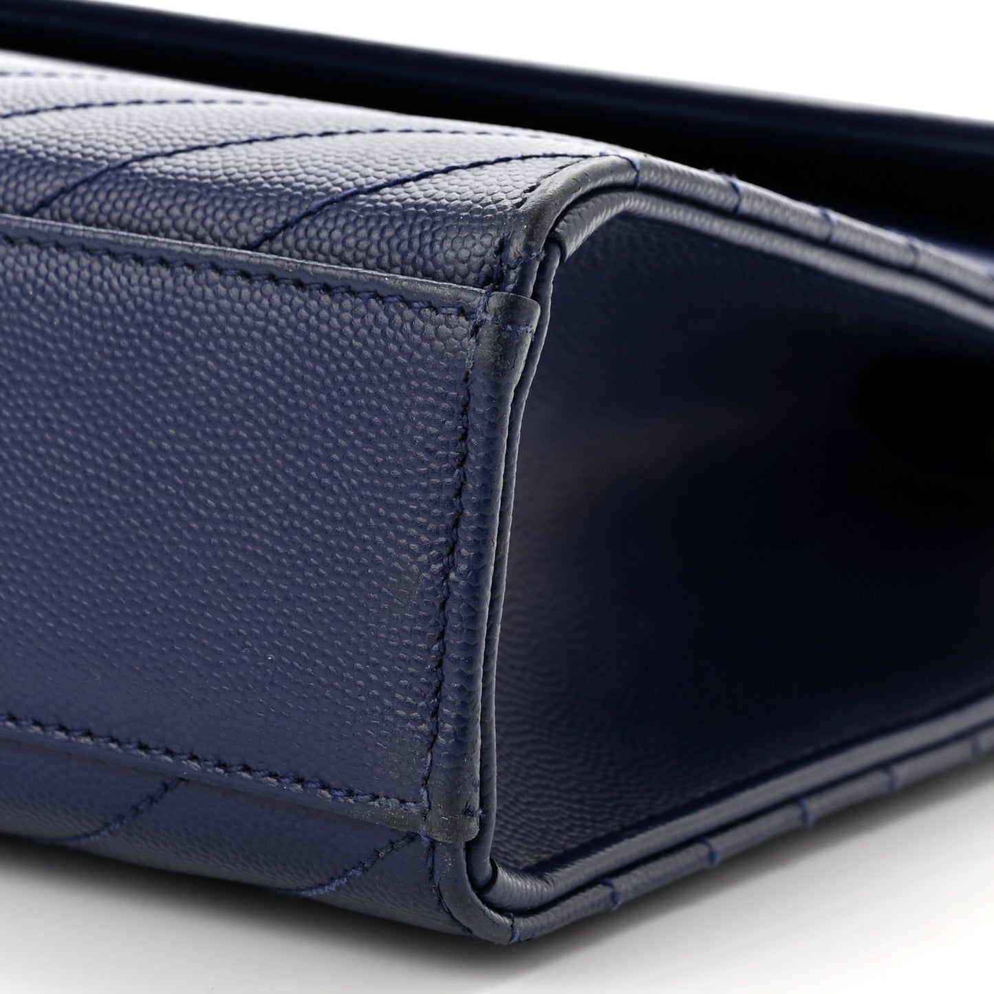 Grain De Poudre Matelasse Chevron Large Monogram Satchel Navy Blue