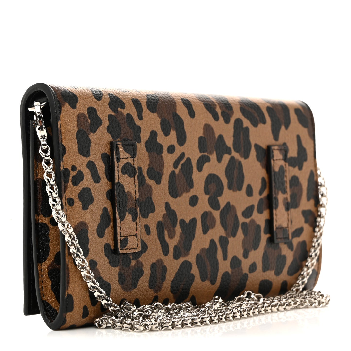 Calfskin Empire Leopard Print Boudoir Chain Wallet Caramel