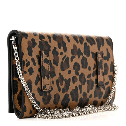 Christian Louboutin Calfskin Empire Leopard Print Boudoir Chain Wallet Caramel 3 of 10