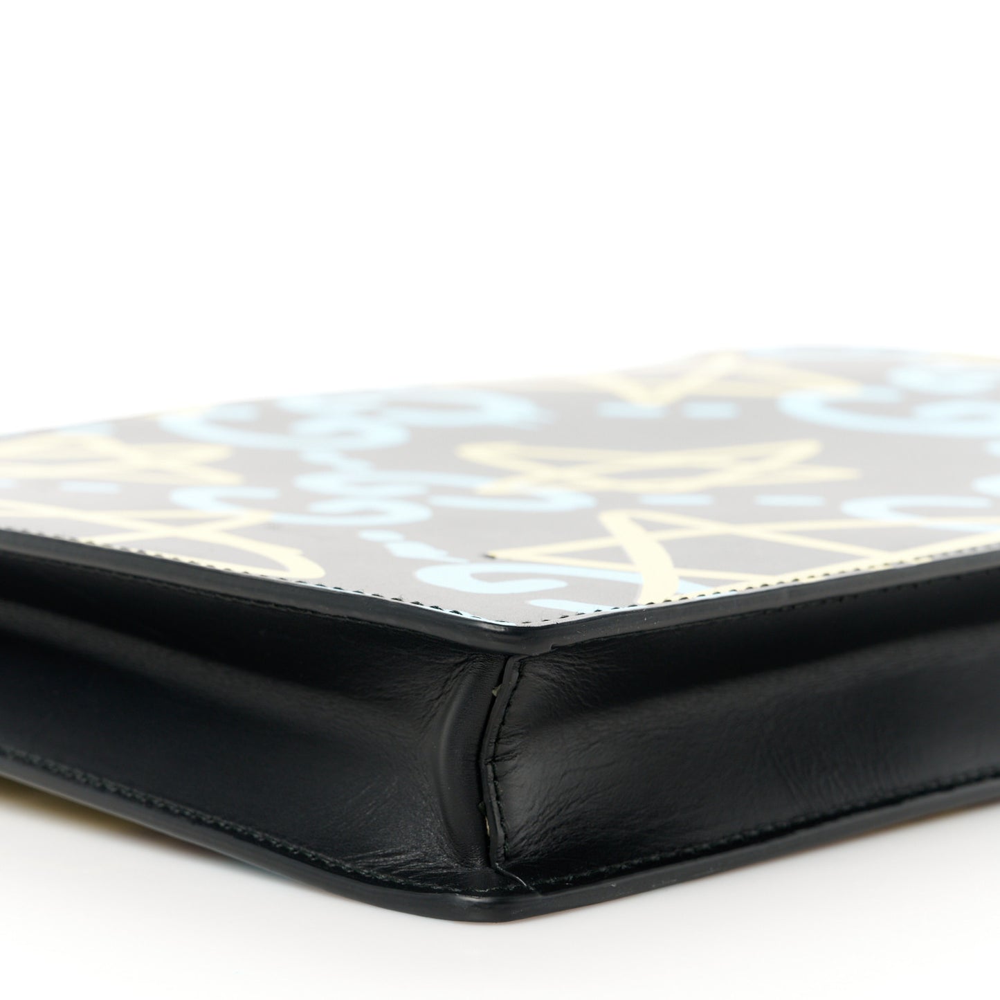 Calfskin GucciGhost Print GG Messenger Bag Black New Acquamarine