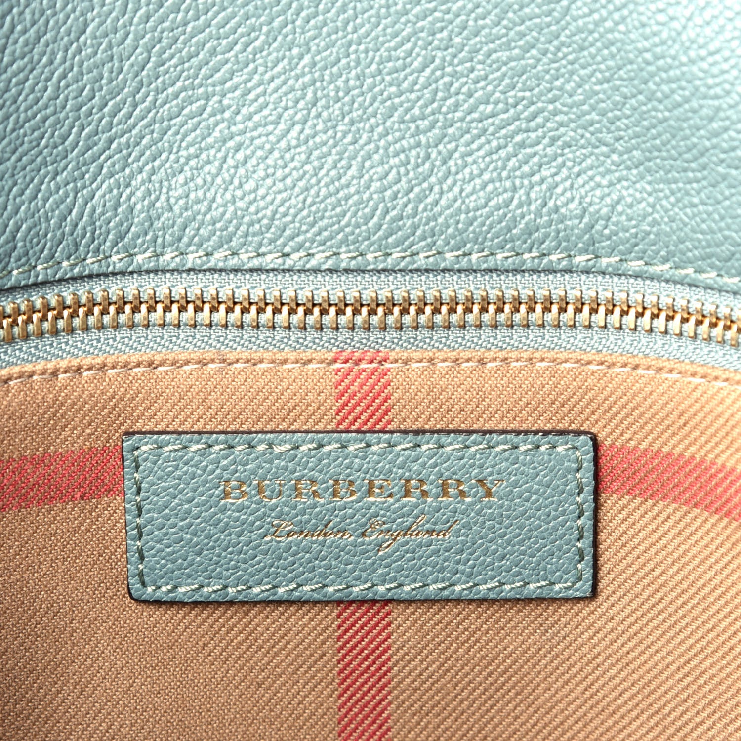 Burberry Soft Grain Calfskin Medium Buckle Tote Celadon Blue 11 of 16