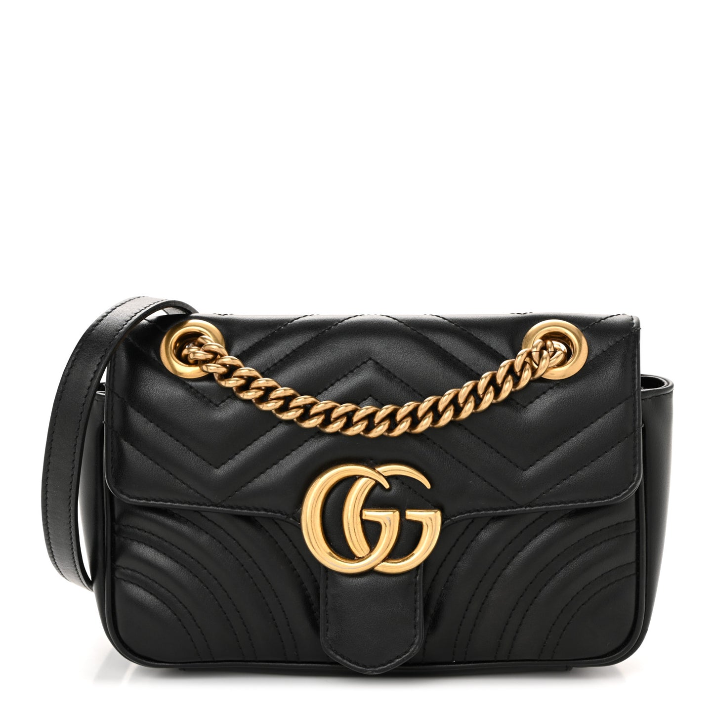 Calfskin Matelasse Mini GG Marmont Shoulder Bag Black