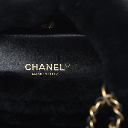 Chanel Lambskin Shearling Quilted CC Backpack Black 6 of 8