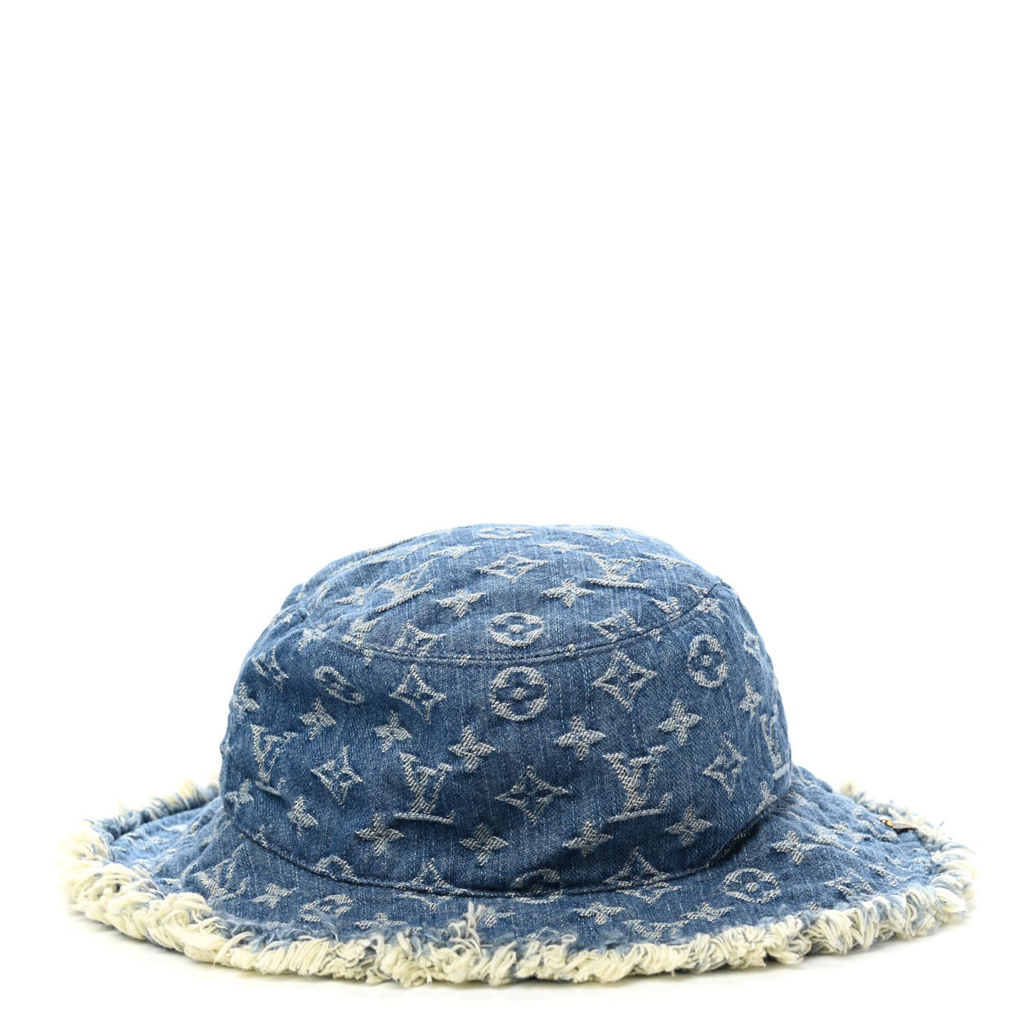 Monogram Denim Fringe Bob Bucket Hat M Blue