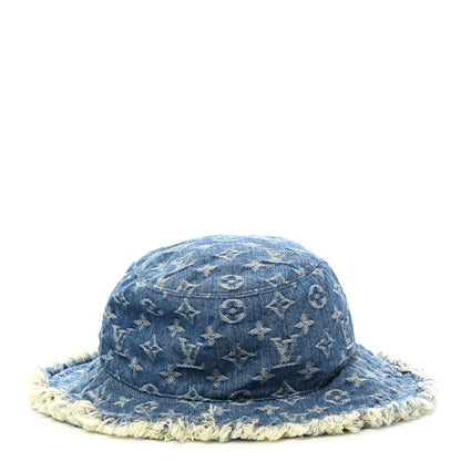 Louis Vuitton Monogram Denim Fringe Bob Bucket Hat M Blue 6 of 8