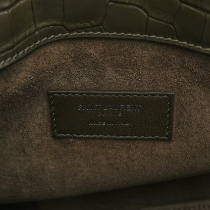 Saint Laurent Calfskin Crocodile Embossed Baby Supple Sac De Jour Dark Leaf 6 of 9