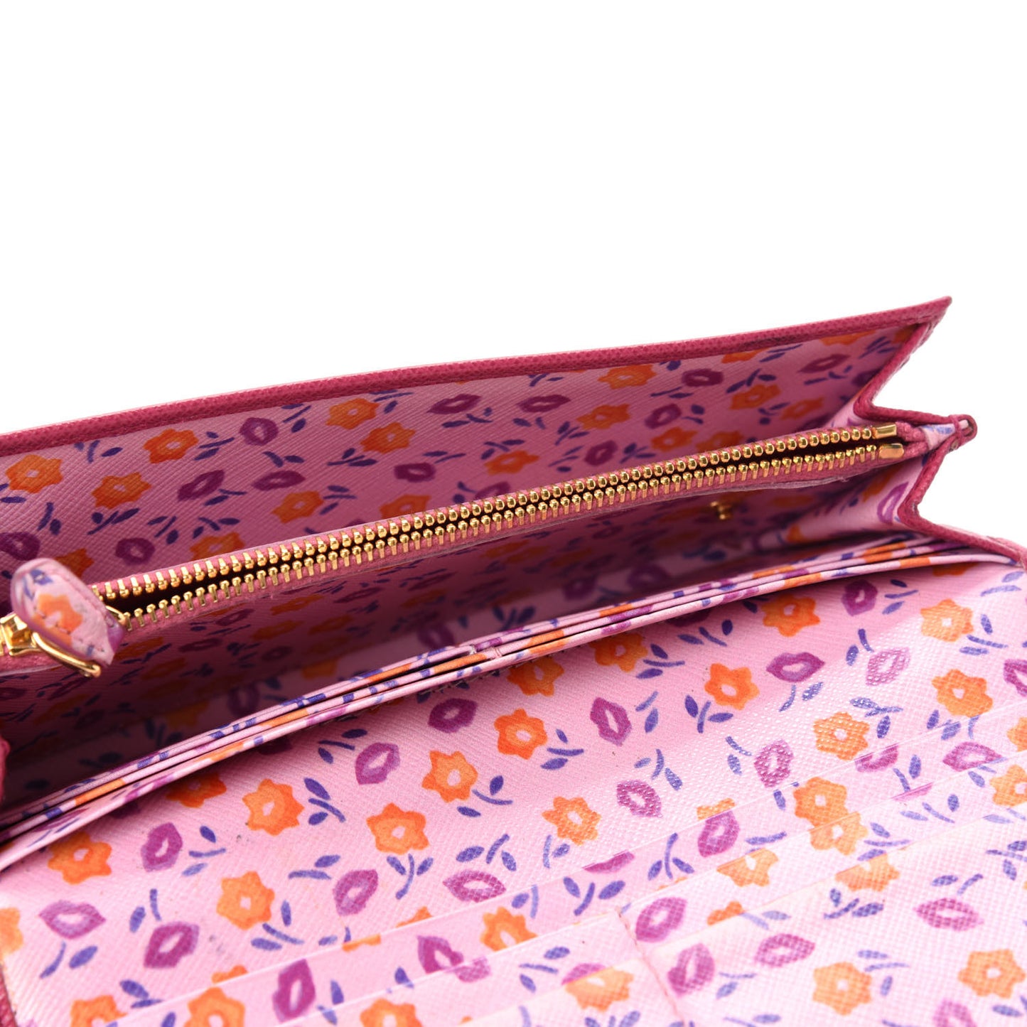 Saffiano Metal Continental Flap Wallet Peonia
