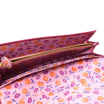 Prada Saffiano Metal Continental Flap Wallet Peonia 6 of 11