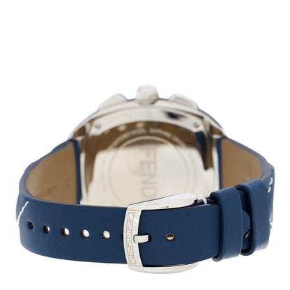 Fendi Stainless Steel Calfskin 44mm Momento Chronograph Quartz Watch Blue 3 of 4