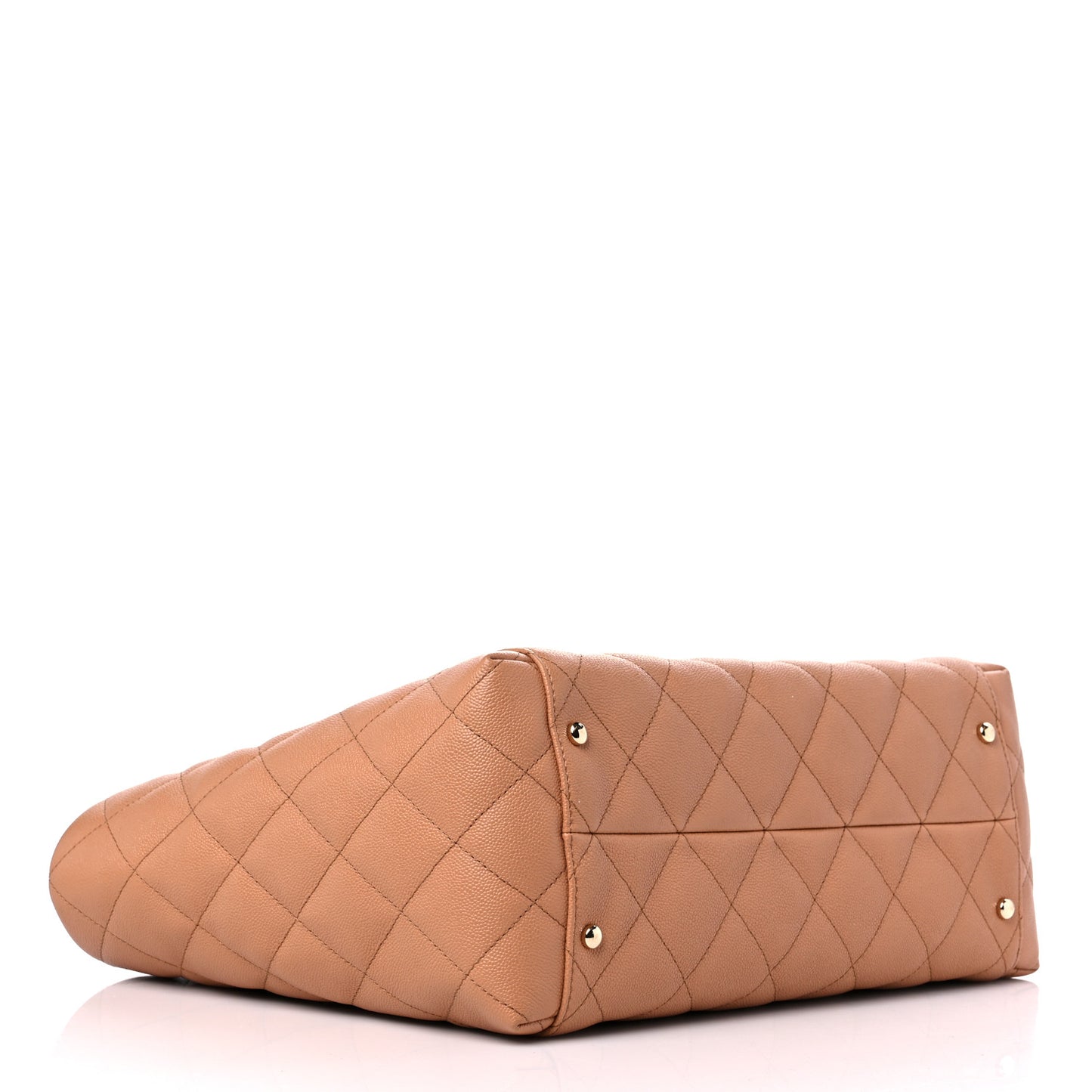 Caviar Quilted Large Shopping Tote Dark Beige