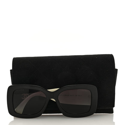 Chanel Acetate Quilted CC Rectangle Sunglasses 5483-A White Black 8 of 8