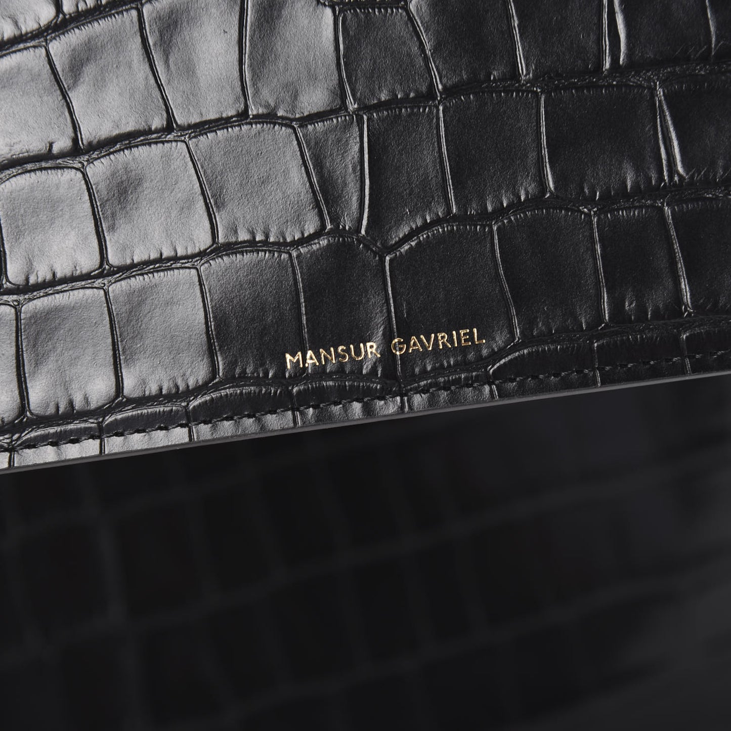 Crocodile Embossed Calfskin Large Shopping Tote Black