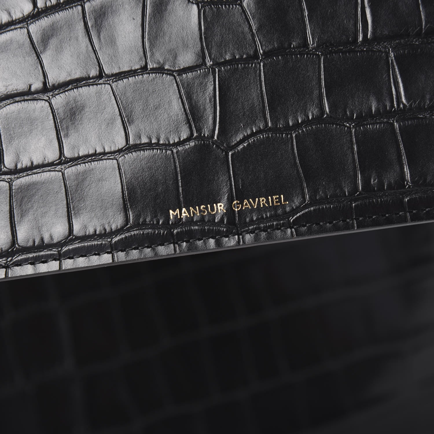 Mansur Gavriel Crocodile Embossed Calfskin Large Shopping Tote Black 7 of 10