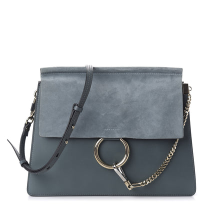 Chloe Suede Calfskin Medium Faye Shoulder Bag Teal 2 of 16