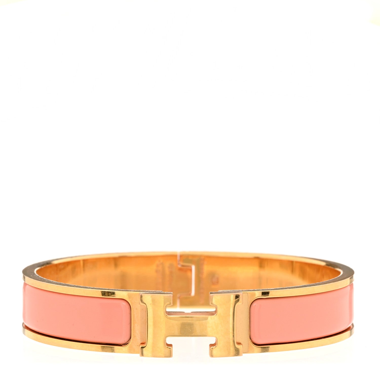 Hermes Enamel Narrow Clic Clac H Bracelet GM Orange Papaye 1 of 5