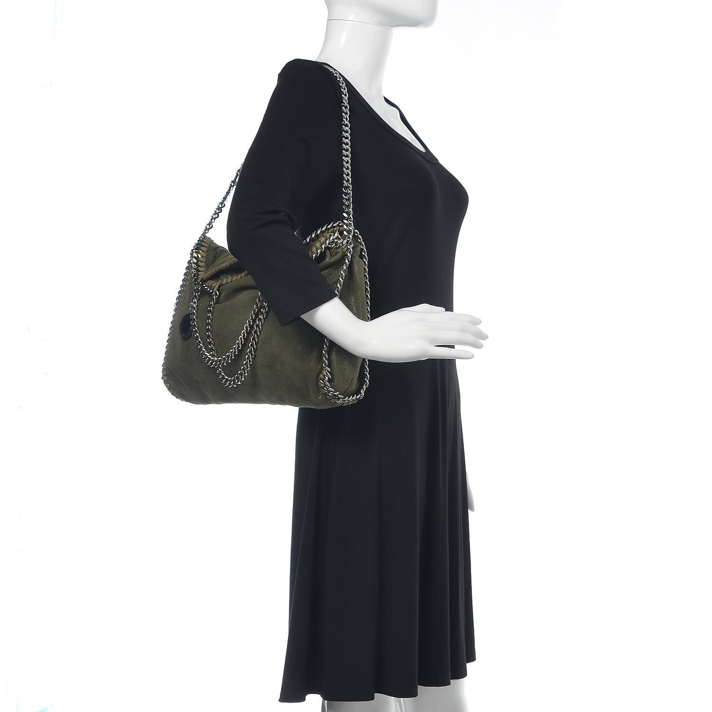 Shaggy Deer Falabella Fold Over Tote Olive