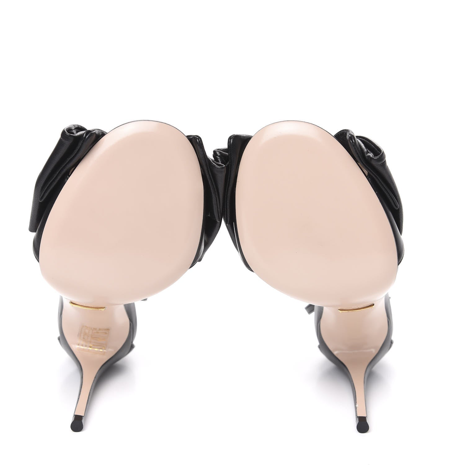 Gucci Nappa Ilse Pleated Bow Sandals 36 Black 5 of 9