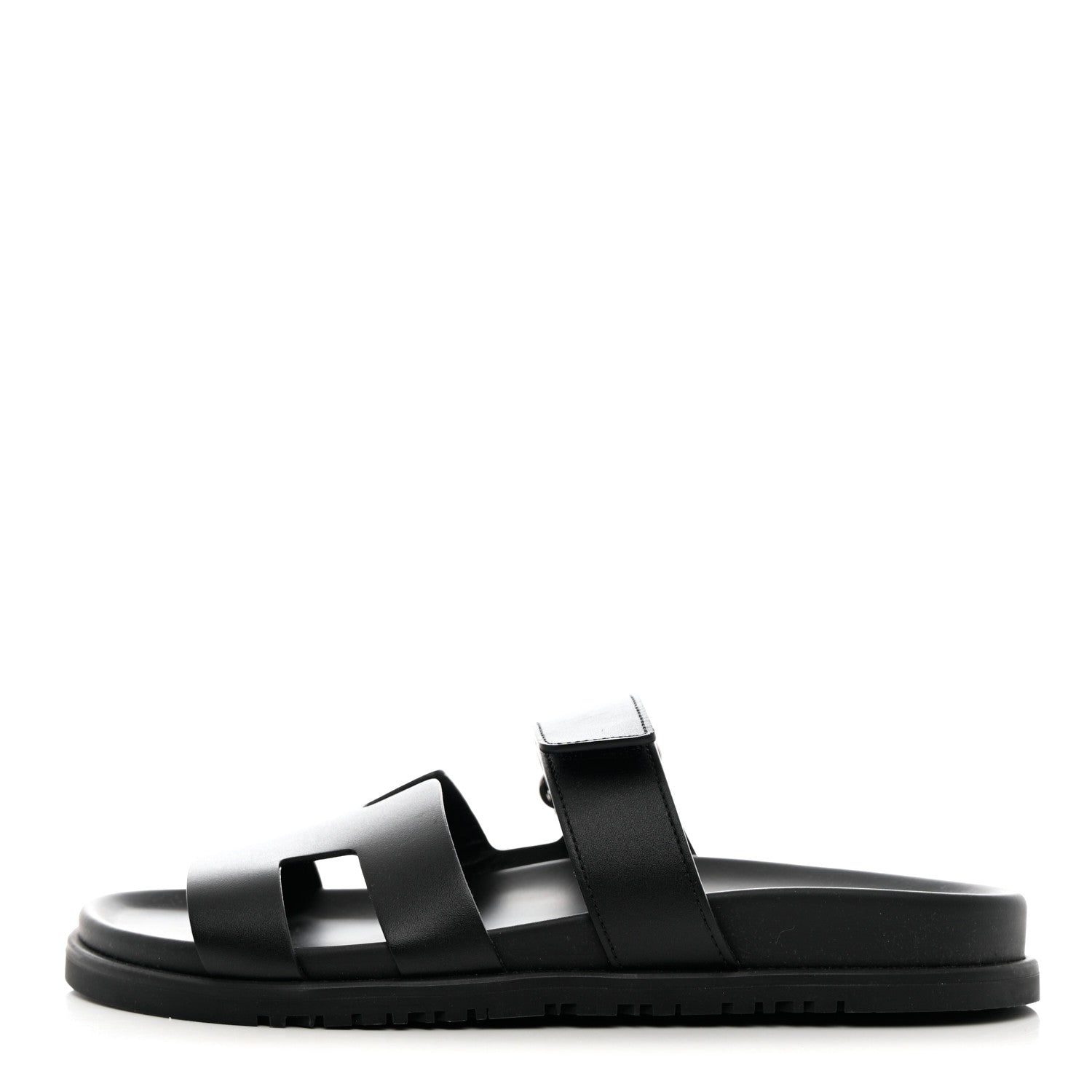Hermes Calfskin Womens Chypre Sandals 38 Black 1 of 9