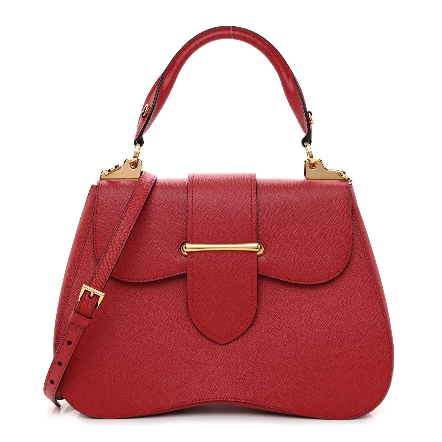 Saffiano Lux Large Sidonie Top Handle Bag Fuoco