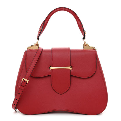 Prada Saffiano Lux Large Sidonie Top Handle Bag Fuoco 1 of 11
