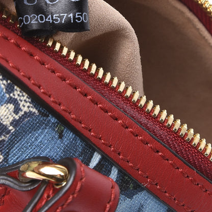 Gucci GG Supreme Monogram Blooms Mini Boston Navy Blue Hibiscus 8 of 12