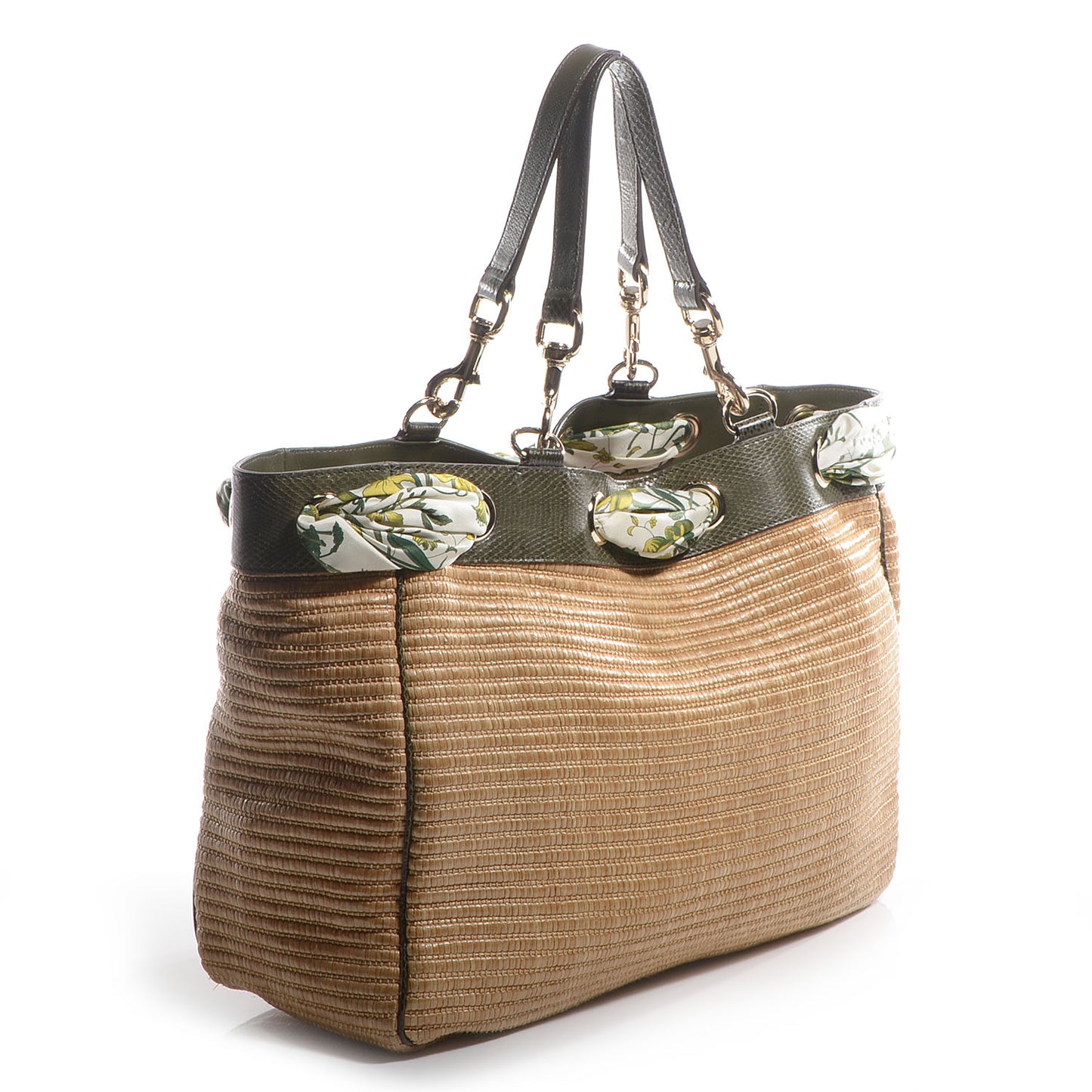 Natural Straw Leather Positano Tote