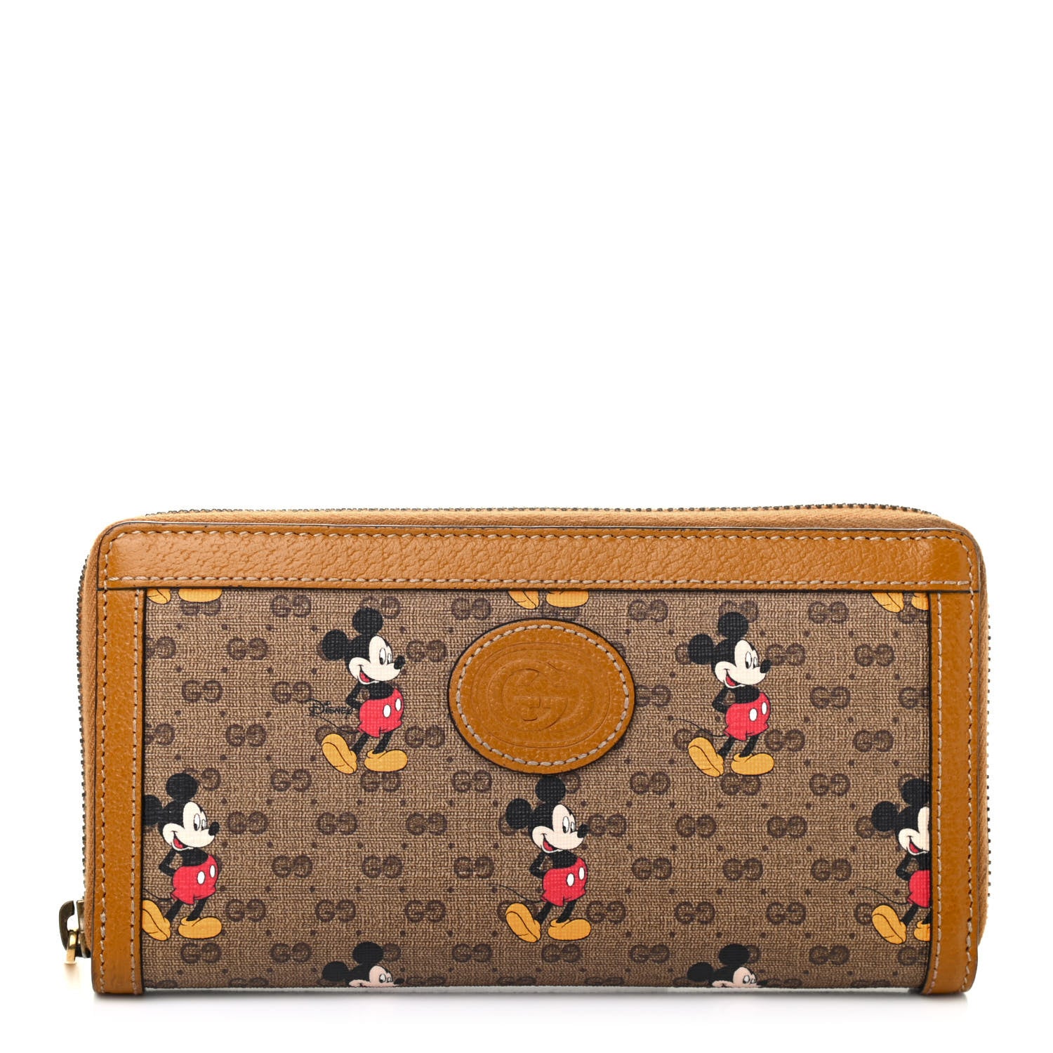 Gucci X DISNEY Mini Vintage GG Supreme Monogram Mickey Mouse Zip Around Wallet Beige Vintage Sun Oil 1 of 7