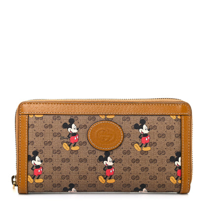 Gucci X DISNEY Mini Vintage GG Supreme Monogram Mickey Mouse Zip Around Wallet Beige Vintage Sun Oil 1 of 7