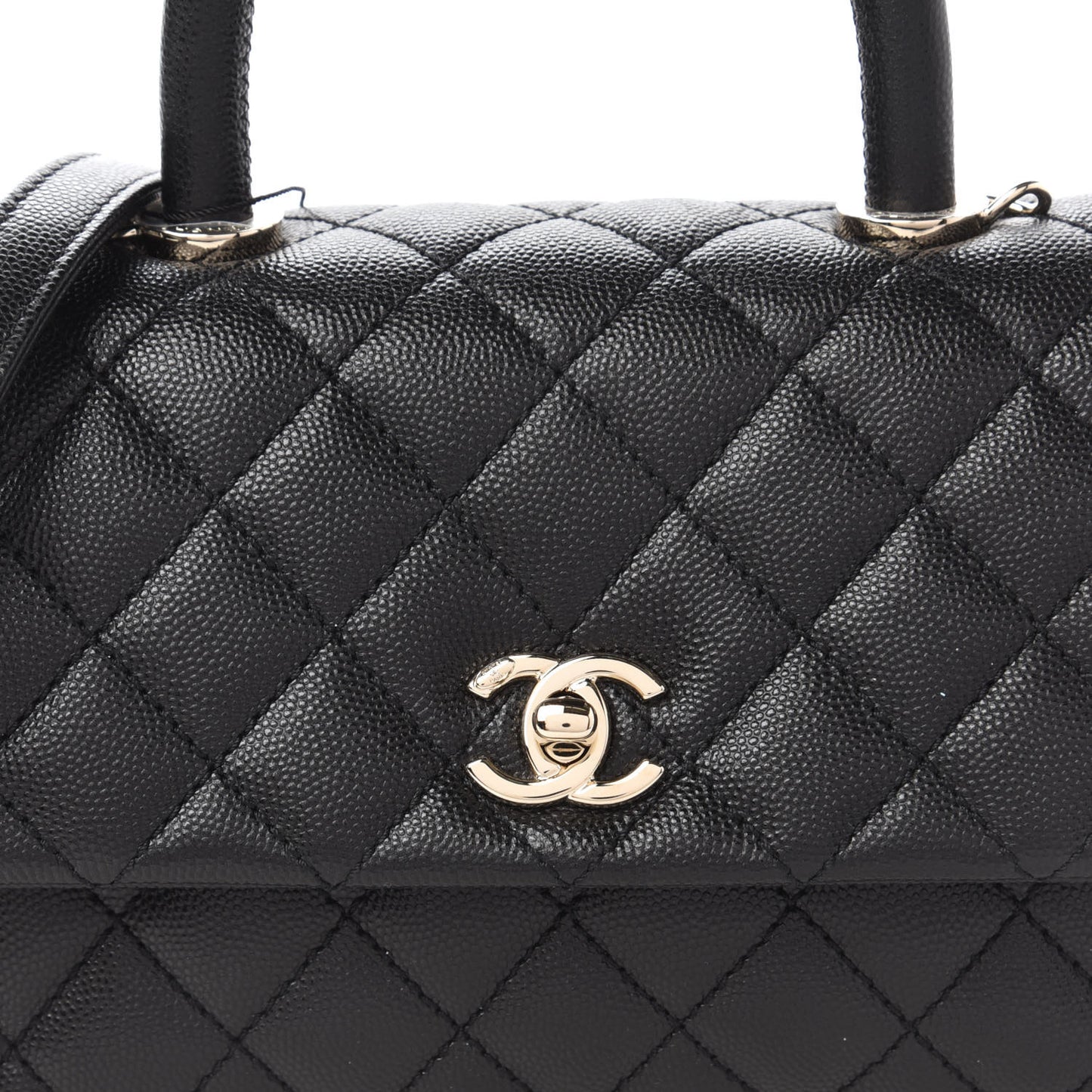 Caviar Quilted Mini Coco Handle Flap Black