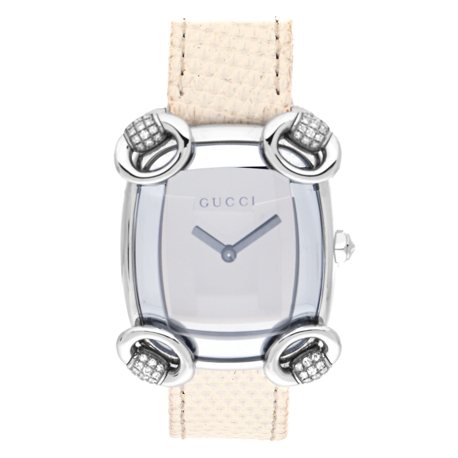 Gucci Stainless Steel Lizard Diamond 28mm Horsebit Quartz Watch 1 of 4