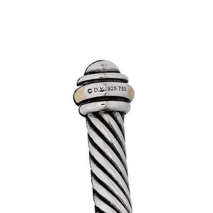 David Yurman Sterling Silver 18K Yellow Gold 4mm Cable Classics Bracelet 3 of 4