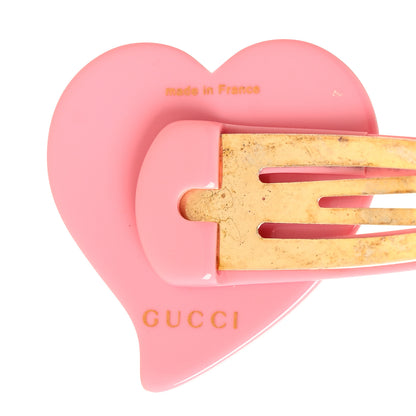 Gucci Resin Crystal Heart Hair Barrette Pink 3 of 4