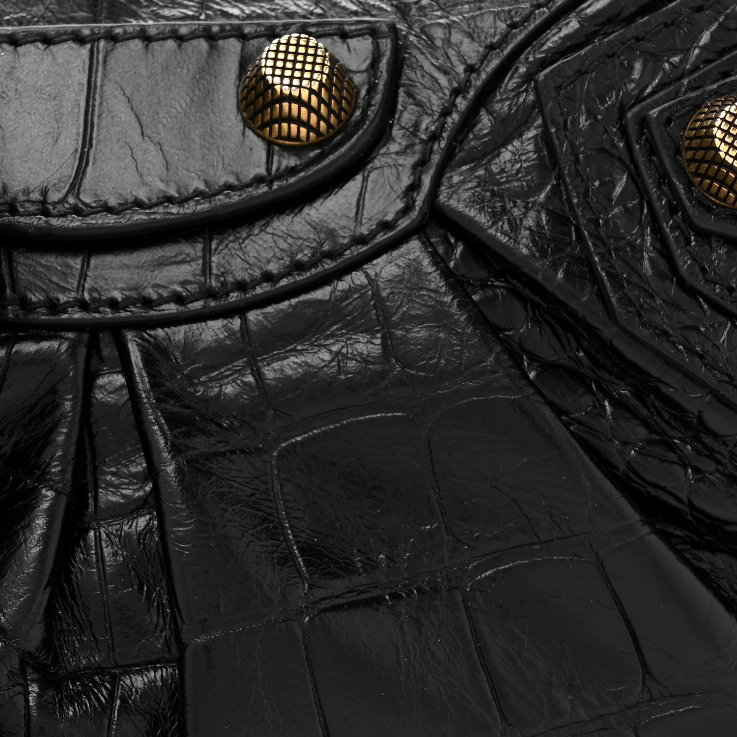 Balenciaga Extra Supple Calfskin Crocodile Embossed Le Cagole Shoulder Bag XS Black 8 of 13