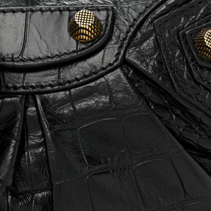 Balenciaga Extra Supple Calfskin Crocodile Embossed Le Cagole Shoulder Bag XS Black 8 of 13