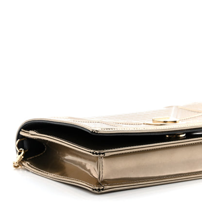 Christian Dior Metallic Patent Micro-Cannage Diorama Wallet on Chain Pouch Gold 8 of 9