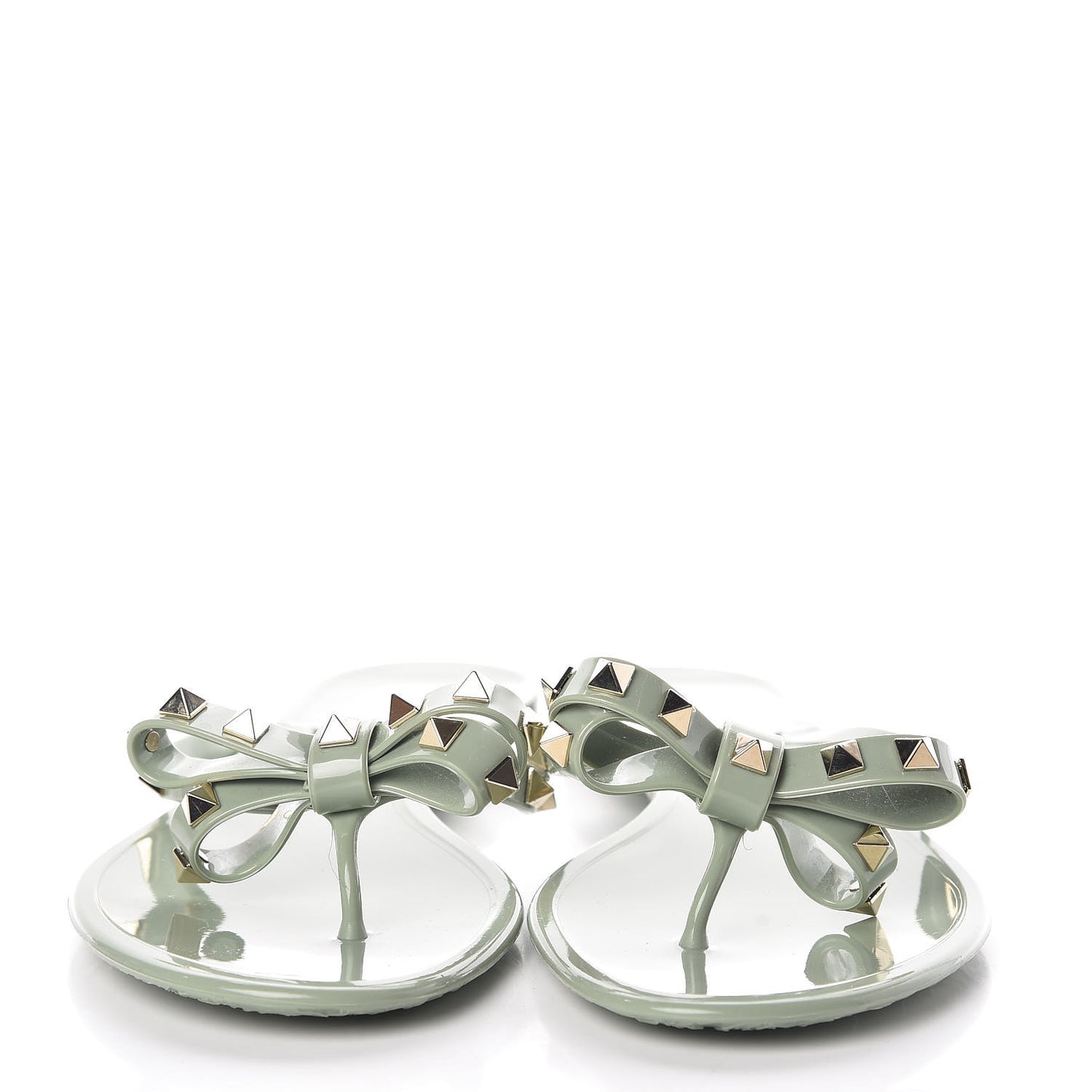PVC Jelly Rockstud Bow Thong Sandals 41 Water Green