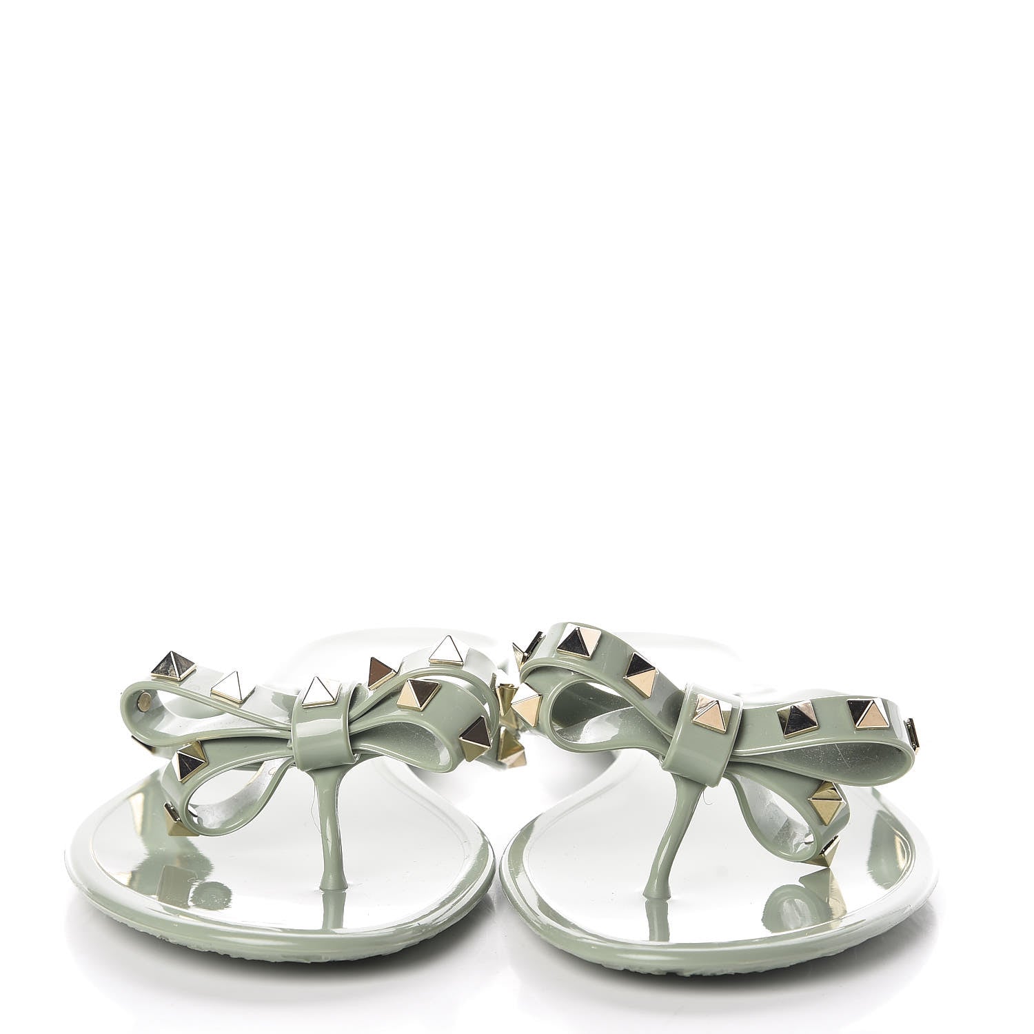 Valentino Garavani PVC Jelly Rockstud Bow Thong Sandals 41 Water Green 2 of 7