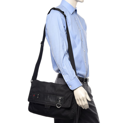 Gucci Canvas Web Medium Single Buckle Flap Messenger Bag Black 2 of 12