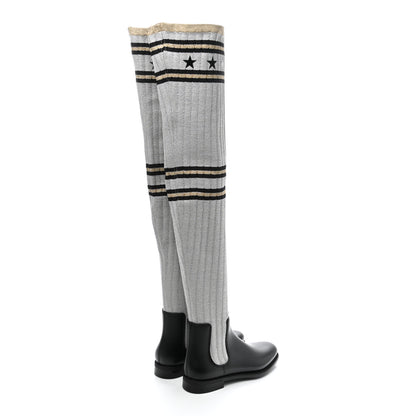 Givenchy Knit Rubber Storm Over The Knee Boots 39 Silver Gold 4 of 6