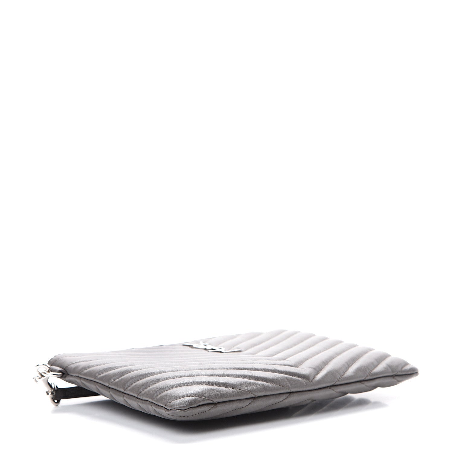 Saint Laurent Calfskin Matelasse Chevron Monogram A5 Wristlet Earth 3 of 10