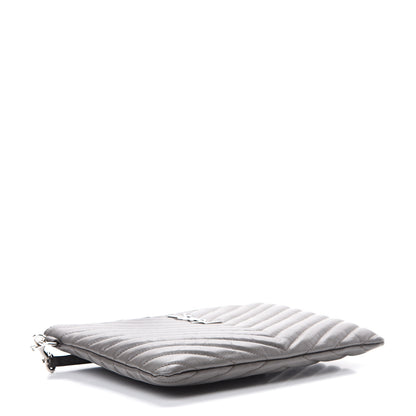 Saint Laurent Calfskin Matelasse Chevron Monogram A5 Wristlet Earth 3 of 10