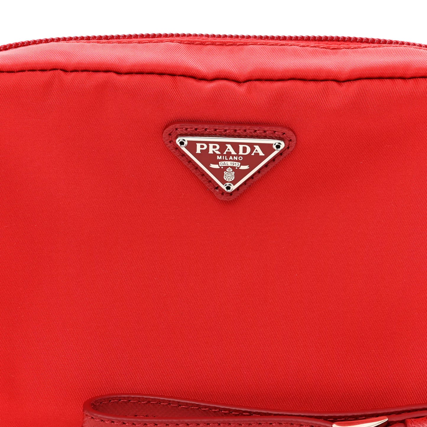 Tessuto Nylon Vela Saffiano Necessaire Wristlet Pouch Rosso