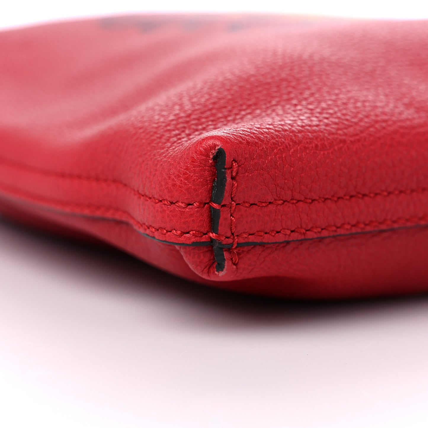 Pebbled Calfskin Medium Logo Portfolio Clutch Hibiscus Red