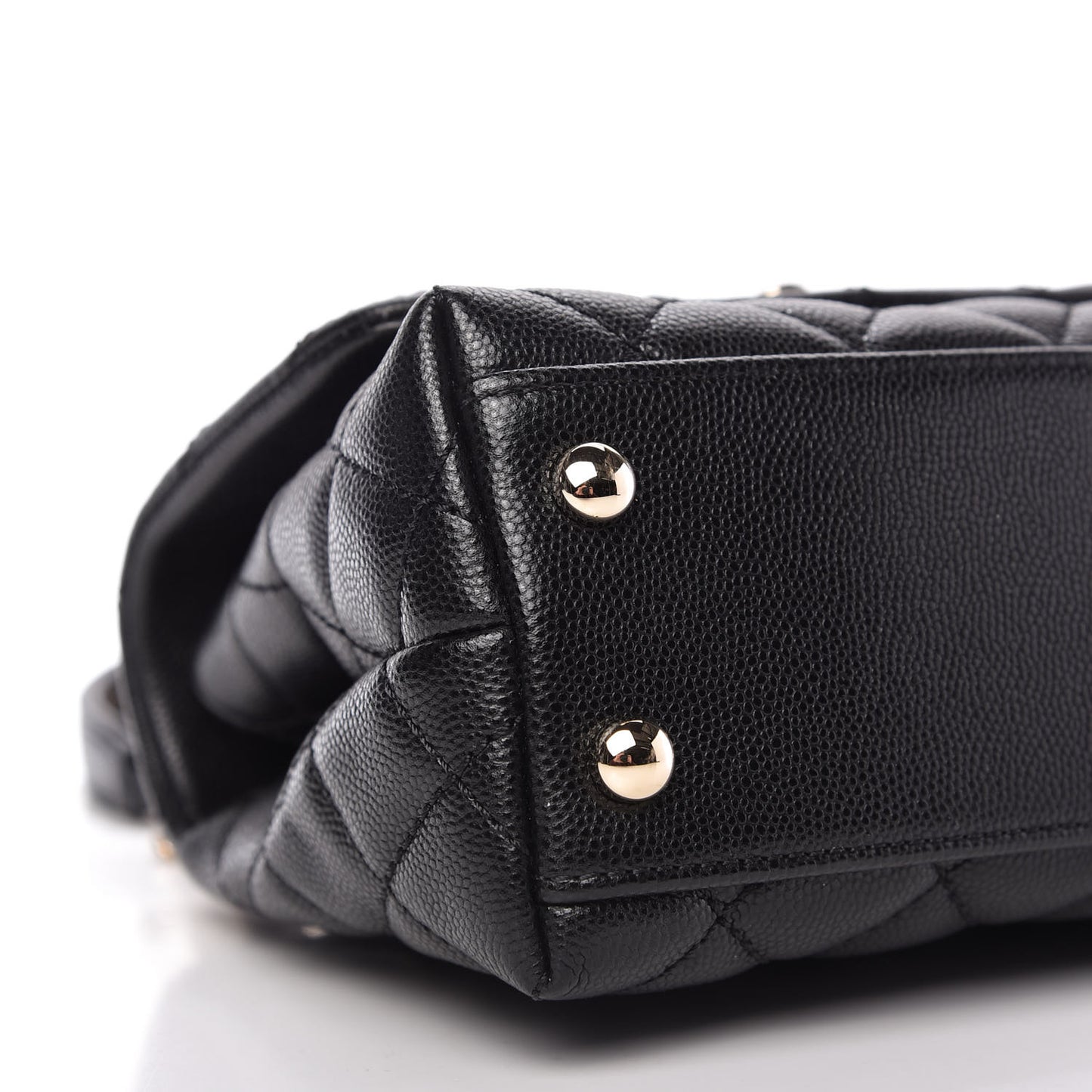 Caviar Lizard Embossed Quilted Extra Mini Coco Handle Flap Black