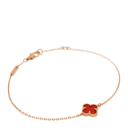 Van Cleef & Arpels 18K Rose Gold Carnelian Sweet Alhambra Bracelet 1 of 5