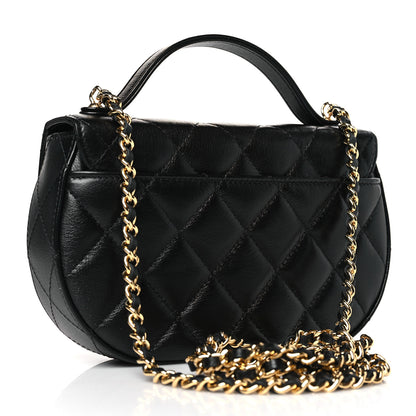Chanel Shiny Aged Calfskin Quilted Top Handle Clutch With Chain Black 3 of 9